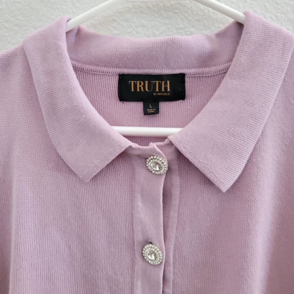 Lilac rhinestone Button up sweater vest - Picture 3 of 4